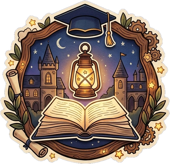 A glowing lantern over an open book